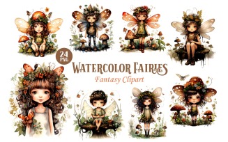Watercolor Fairies. Fantasy PNG Clipart.