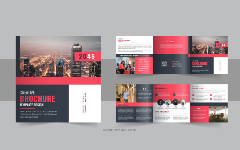 Business square trifold brochure layout or Square trifold design Corporate Identity