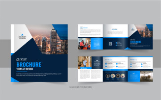 Business square trifold brochure layout or Square trifold template design