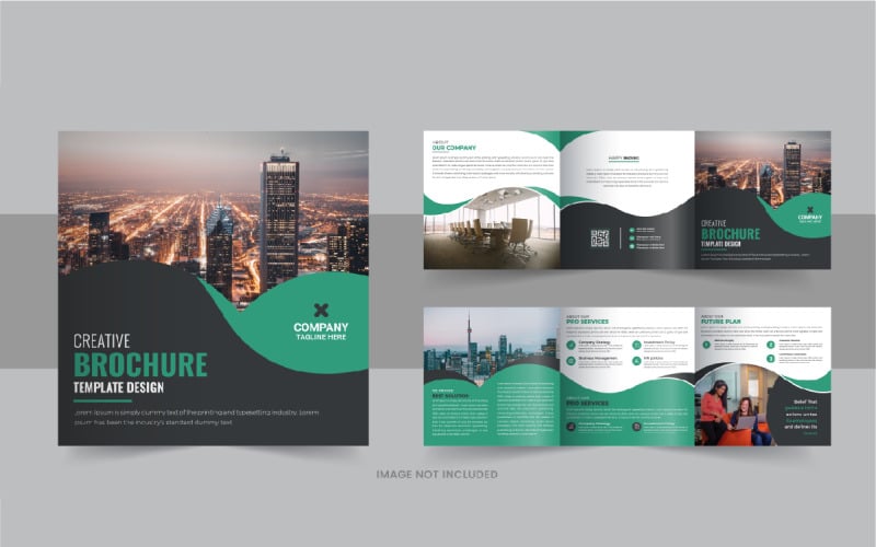 Business square trifold brochure layout or Square trifold template Corporate Identity