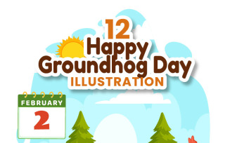 12 Happy Groundhog Day Illustration