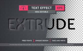 Extrude - Editable Text Effect, Font Style