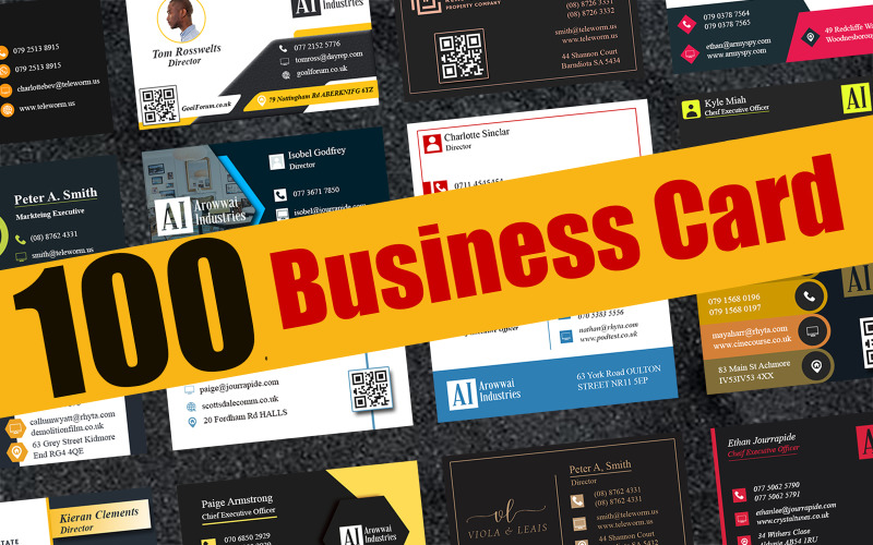Bundle of 100 Stunning Business Cards in just $10 - Professional Visiting Card Corporate Identity