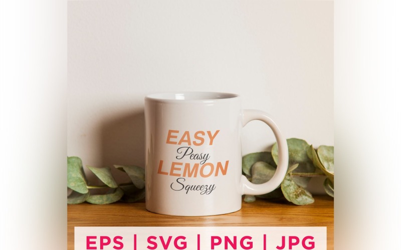Easy Peasy Lemon Squeezy Summer Sticker Design Vector Graphic