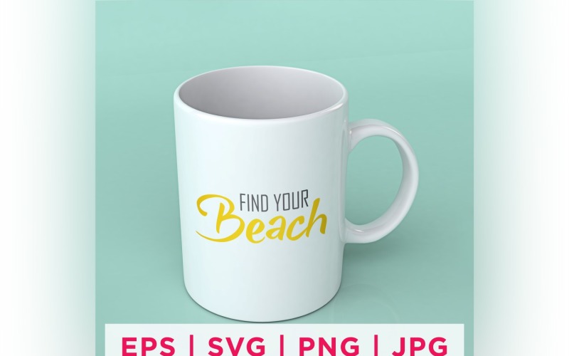 Find Your Beach Summer Sticker Design Vector Graphic