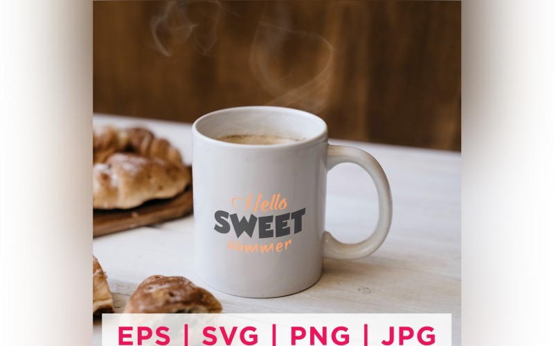 Hello Sweet Summer Summer Sticker Design Vector Graphic