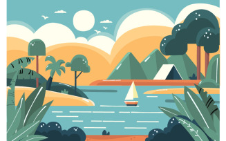 Summer Landscape Background Illustration