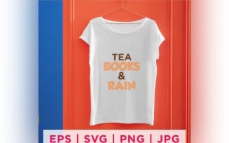 Tea Books & Rain Tea Lover Quote Stickers Design