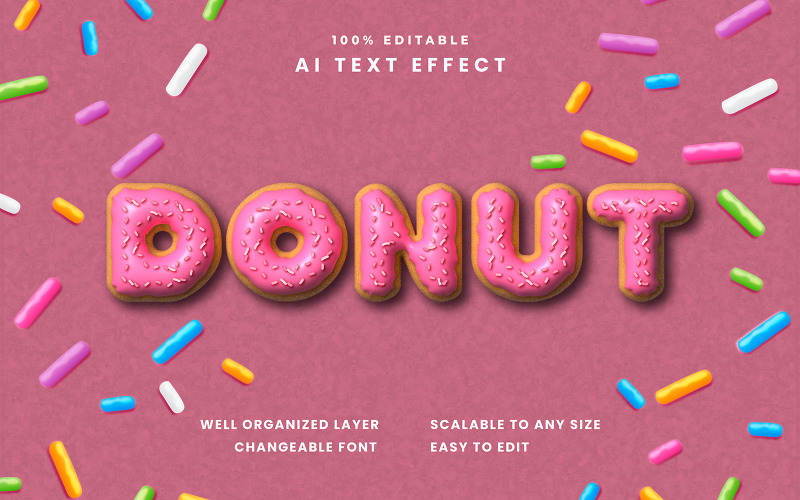 Donut Editable Text Effect Illustration