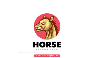 Horse angry mascot logo design template