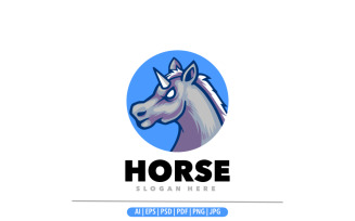 Horse head cartoon mascot logo design illustration