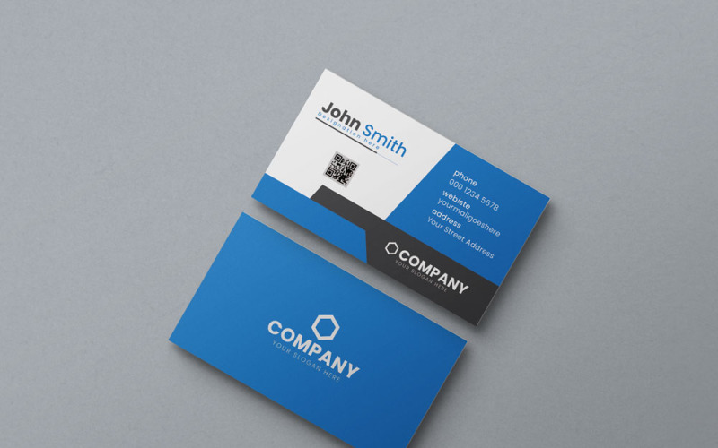 Blue and white professional horizontal business card Corporate Identity