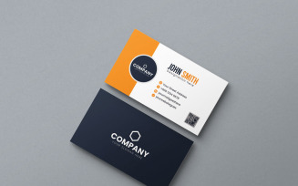 Blue and yellow business card flat design template vector