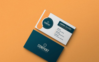 Blue and yellow minimalist business card layout