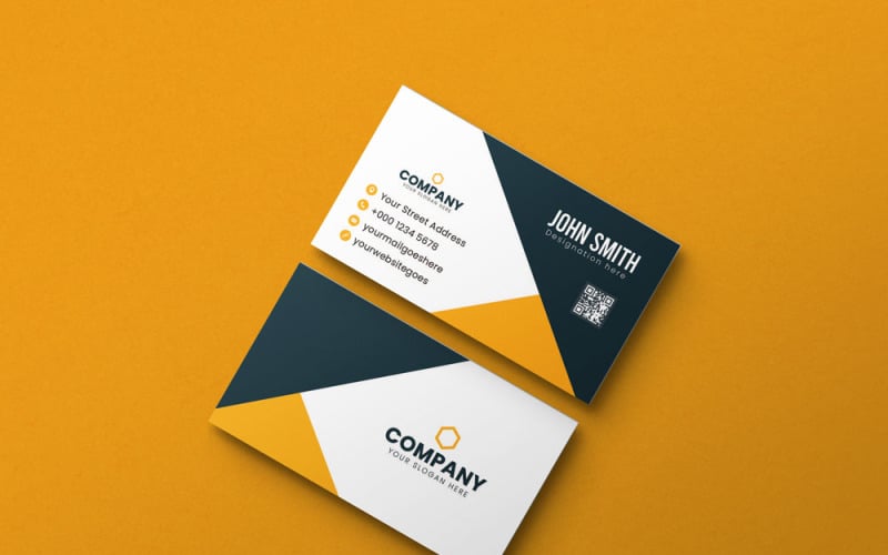 Blue and yellow minimalist business card Corporate Identity
