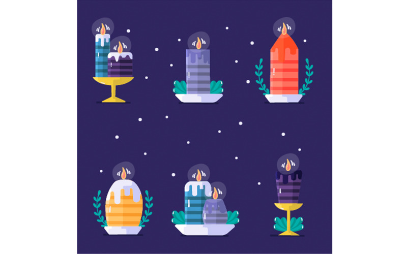 Flat Design Christmas Candle Collection Illustration