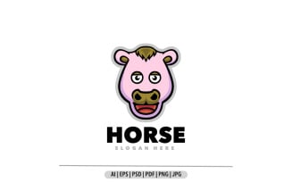Horse mascot logo head cartoon design