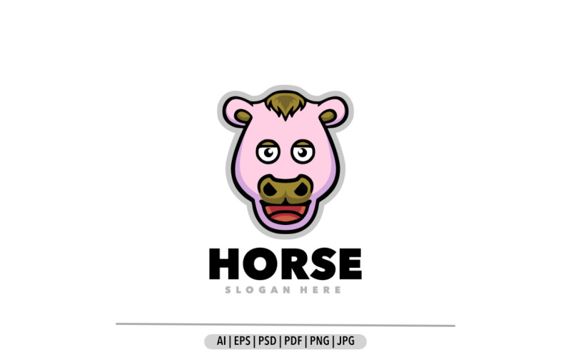 Horse mascot logo head cartoon design Logo Template