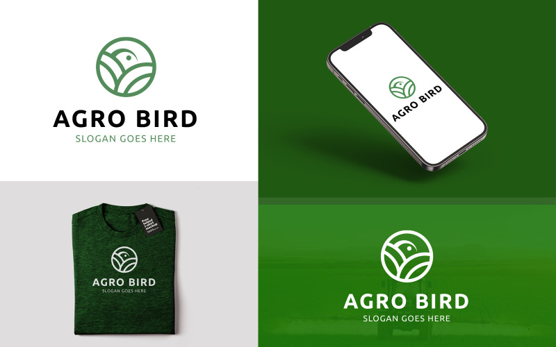 Modern Agro Bird organic farm logo design Logo Template