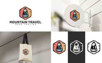 Mountain Travel Backpack Logo Template