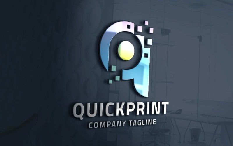 Quick Print Letter Q and P Pro Logo Logo Template