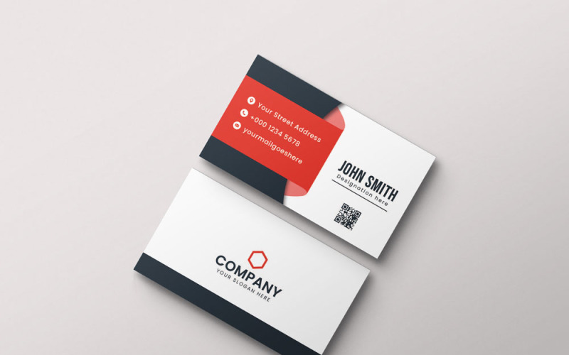 Red and white modern business card template Corporate Identity