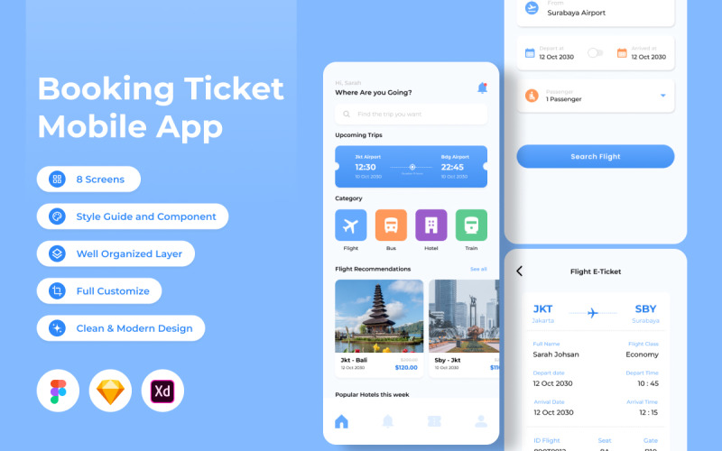 Booking Ticket Mobile App UI Element