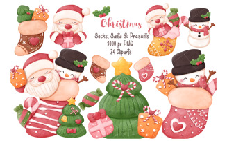 Christmas Stockings, Santa, and Presents Collection
