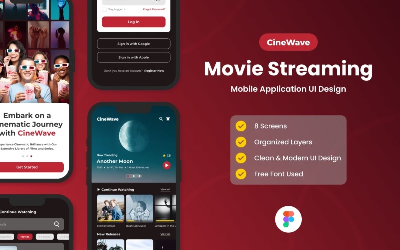 CineWave - Movie Streaming Mobile App UI Element