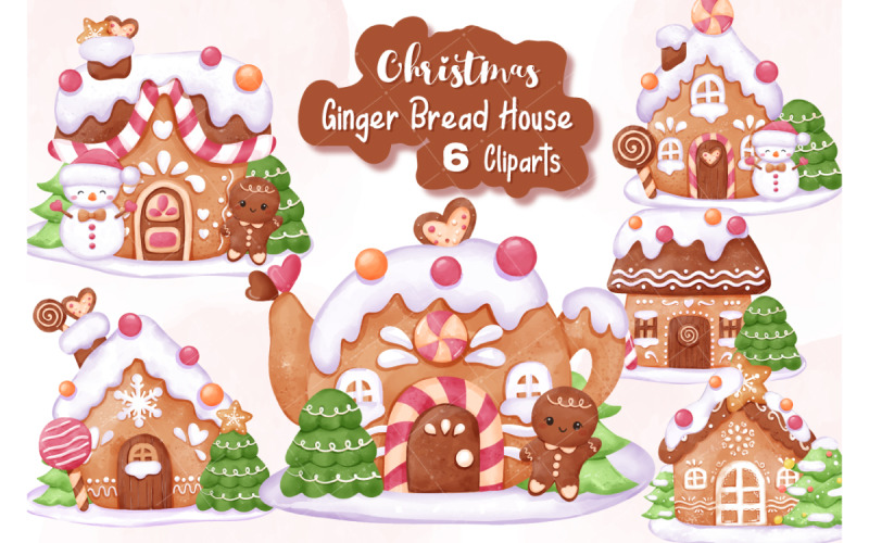 Cute Christmas Ginger Bread House Collection Illustration