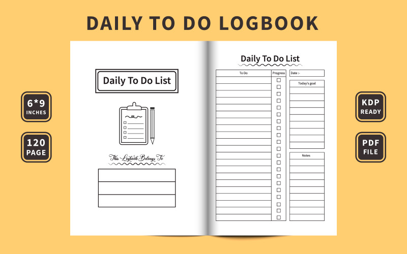 Daily worklist and task progress log book vector Planner