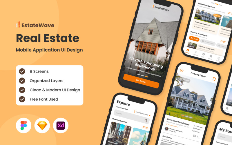 EstateWave - Real Estate Mobile App UI Element