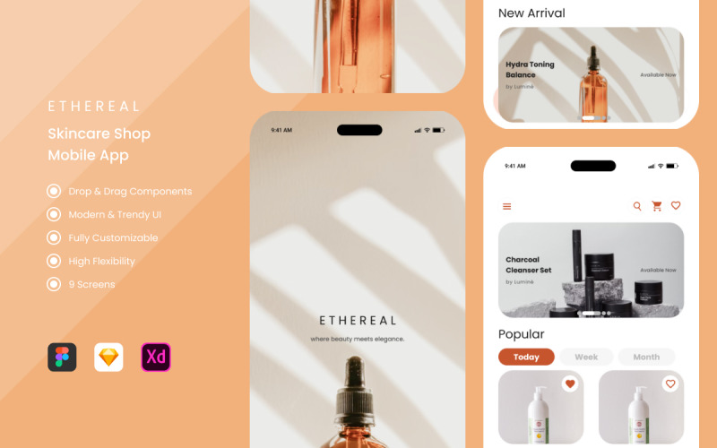 Ethereal - Skincare Shop Mobile Apps UI Element