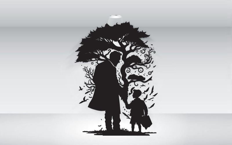 Father And Son Tattoo Design Idea With Tree Vector File Illustration
