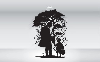 Father And Son Tattoo Design Idea With Tree Vector File