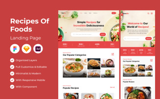 Foodie - Recipe to Foods Landing Page