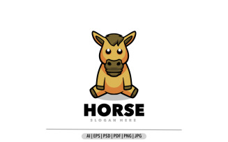 Horse mascot cartoon design illustration logo