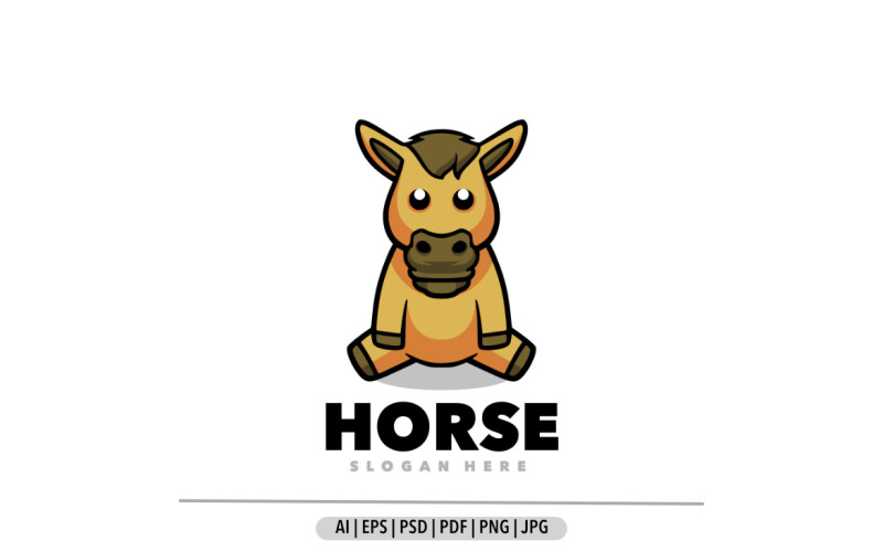 Horse mascot cartoon design illustration logo Logo Template