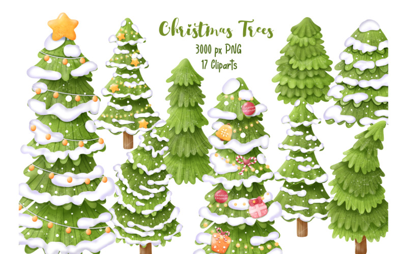 Joyful Christmas Trees Collection Illustration