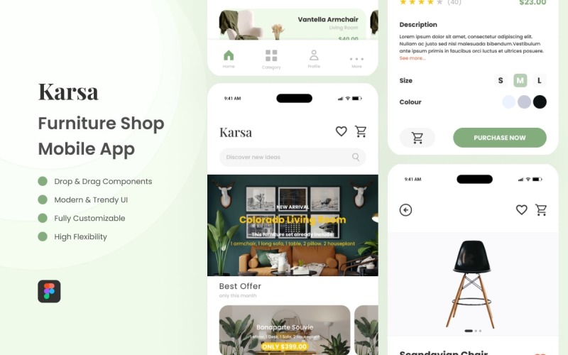 Karsa - Furniture Shop Mobile Apps UI Element