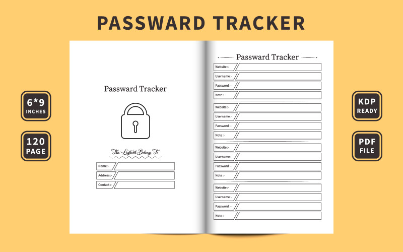 Password tracker notebook template Planner