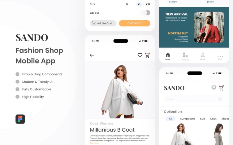 Sando - Fashion Shop Mobile Apps UI Element