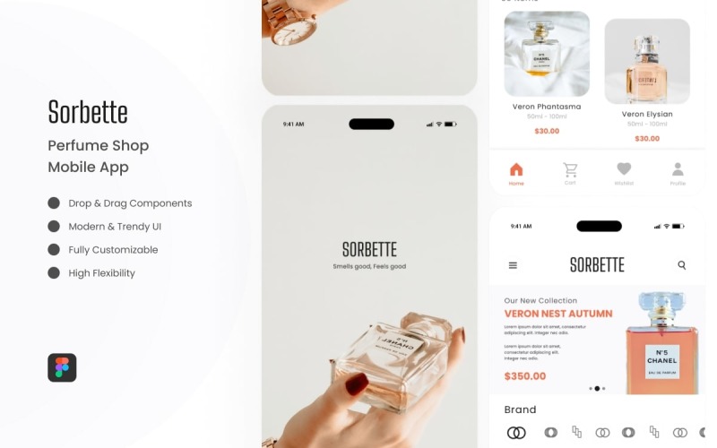 Sorbette - Perfume Shop Mobile Apps UI Element