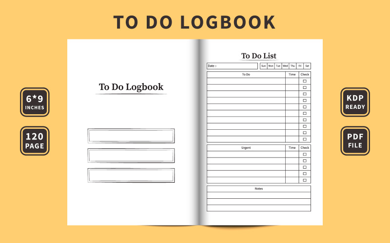 To do list log book interior. Daily task tracker and work progress checklist Planner