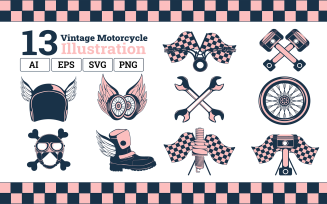 Vintage Motorcycle Color - Illustration