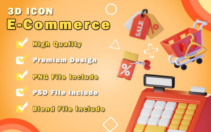Commercially - E-Commerce 3D Icon Set Model