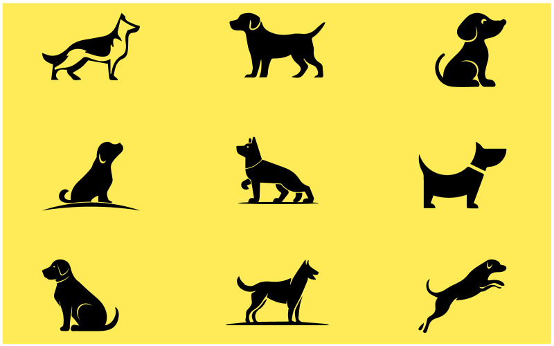 Dog vector element set and icon Vector Graphic