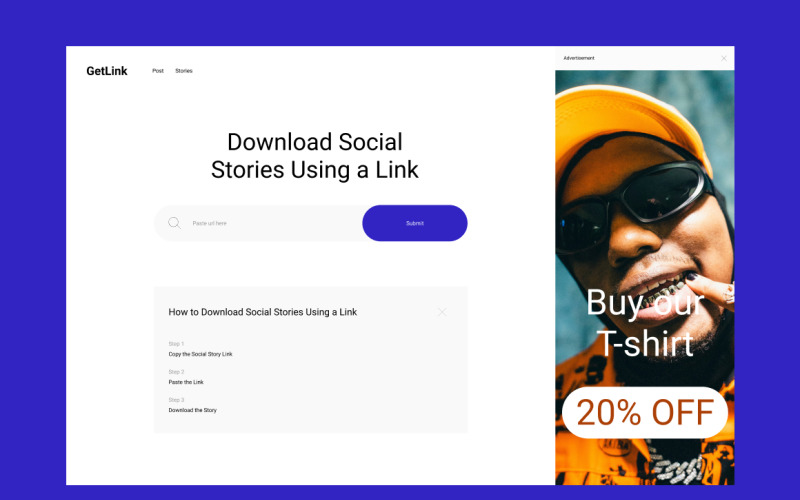 Download social media stories web app UI Element