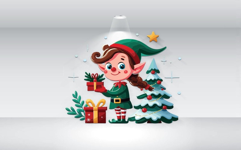 Elf Of Christmas Illustration Vector Vector Graphic