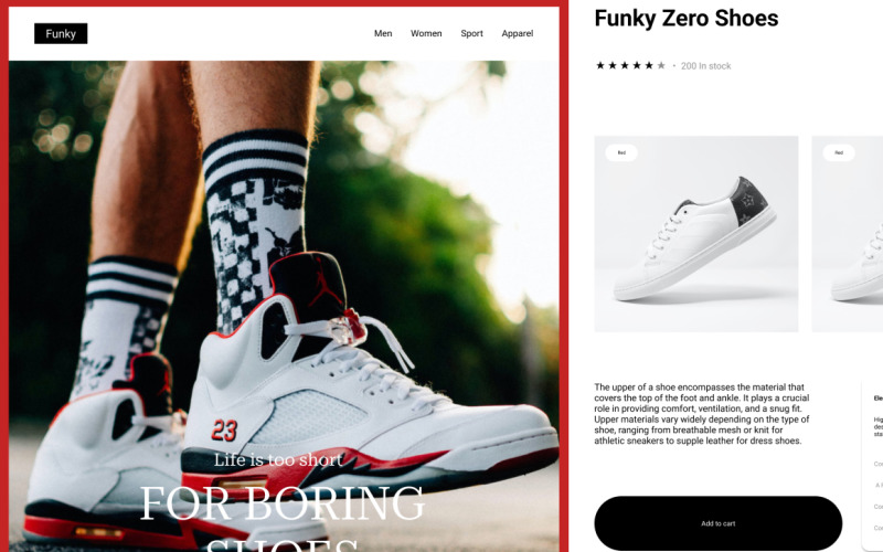 Funky Shoes - Shoe brand website UI Element